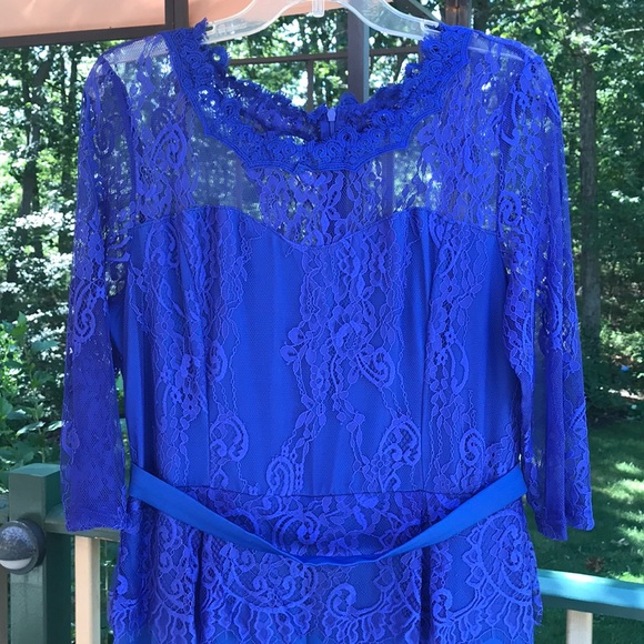 Formal, full length navy lace jumpsuit - Picture 2 of 4